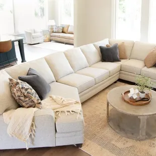 Modern sectional with track arm, cuddler by Smith Brothers of Berne, IN. Vinson Fine Furniture. Columbus, Ohio