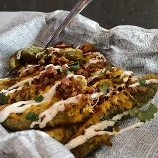 a closeup of a basket of food