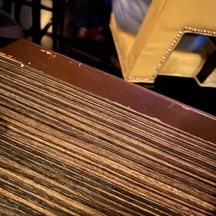 a closeup of a wooden table