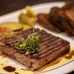 grilled steak and bread