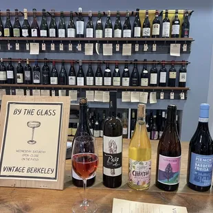 a selection of wines on display