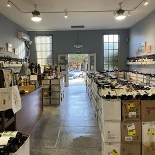 the inside of a wine shop