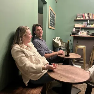 A cute bar to hang out in the back!! There's always a changing selection of wine by the glass with a 10 dollar corkage fee for any bottle.