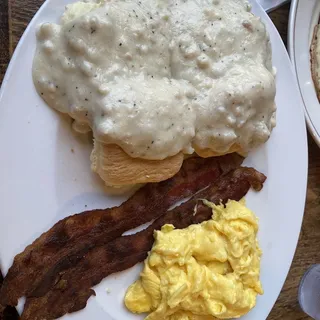 Good Old Fashioned Biscuits & Gravy with Meat & Eggs