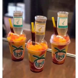 Spiked Mangonada Have it with your choice of Moscato, Pinot Grigio or Chardonnay