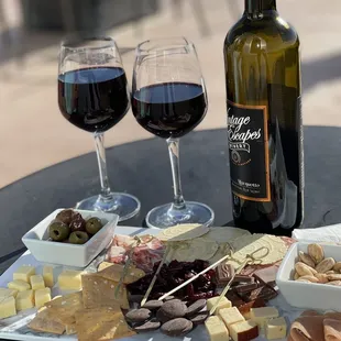 Marquette wine with cheese and charcuterie plate