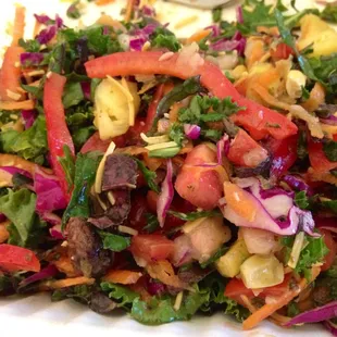 Kale/Cabbage Blend "Baja" salad with pineapple and portobello mushroom added.