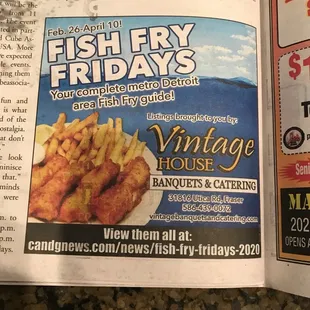 Fridays Fish Fry during lent