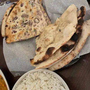 Onion kulcha and garlic naan