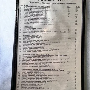 Wine list