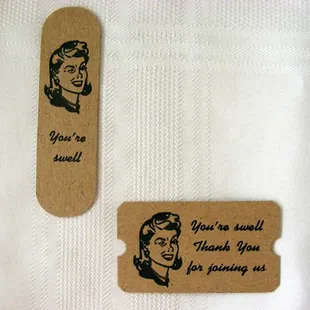 Letterpress vintage wedding favor tags using recycled/reused cardstock by Vintage Script Press