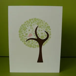 Letterpress bird and tree card by Vintage Script Press