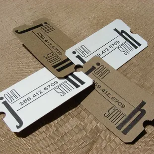 Letterpress just the ticket recycled business cards by Vintage Script Press