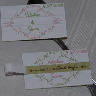Letterpress wedding place cards by Vintage Script Press