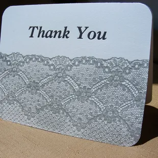 Letterpress silver lace Thank You  card by Vintage Script Press