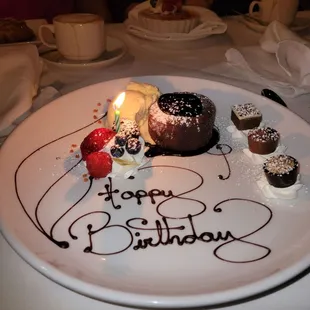 My birthday dessert. Chocolate and more chocolate.