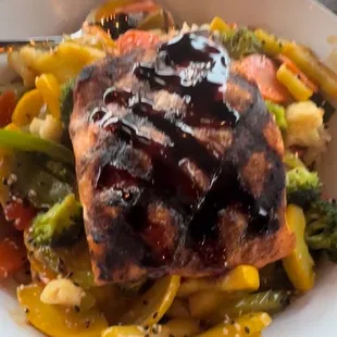 Rice Bowl with Salmon instead of Shrimp