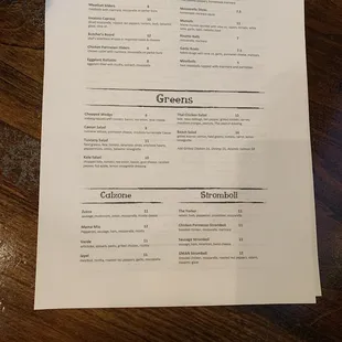 Menu as of 03.22.2021