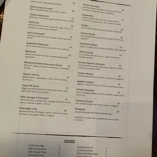 a menu for a restaurant