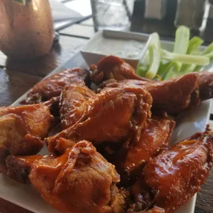 Carolina reaper flavored hot wings ... perfect for those who like it super spicy. Its great but just a tad bit salty.