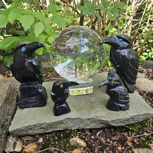 Carved Onyx ravens and fortune balls!!