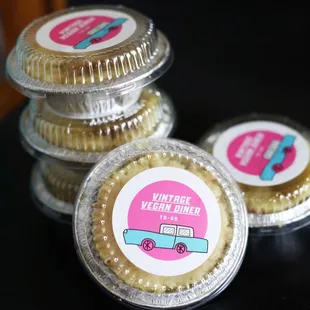 Mini Peach Cobbler: Personal size fresh baked cobbler with sweet carmelized peaches and sweet buttery crust.