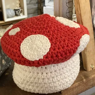 Crocheted mushroom basket