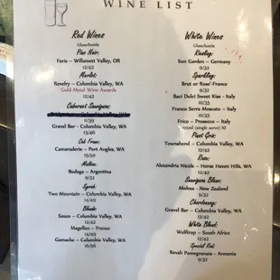 Wine list (May 2021)