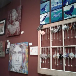 Paintings and jewelry from local artists on sale