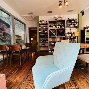 a blue chair