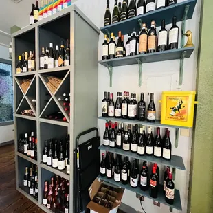 shelves of wine