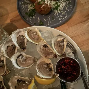 Lobster arancini &amp; oysters