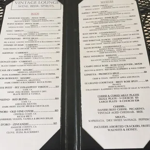 the menu and prices