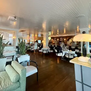 Hostess station, bar and dining areas