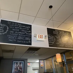 a menu on the wall