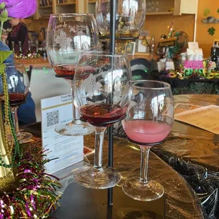 wine glasses on a table