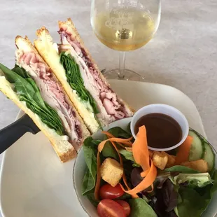 Amazing sandwiches with super tasty salad. Delicious wine.