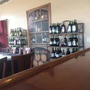 Shelves of wine.
