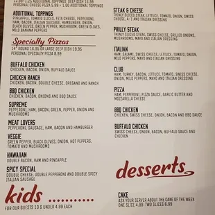 menu