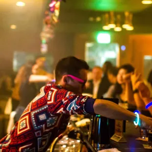 Bar staff doing what they do best