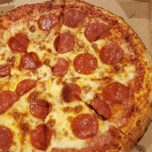 Pepperoni pizza and old bay fries! Delicious!