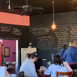 Daily specials on the wall behind the counter