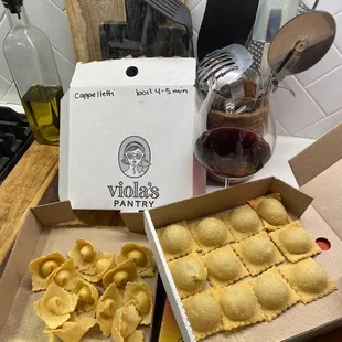 Lemon Pepper Cappelletti, and Caramelized Onion + Mushroom Ravioli