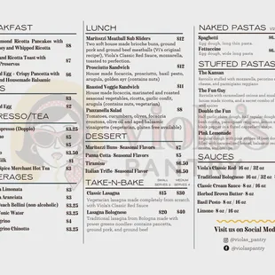 the menu of the restaurant