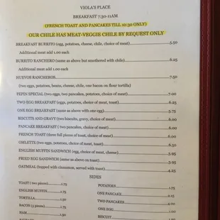 menu