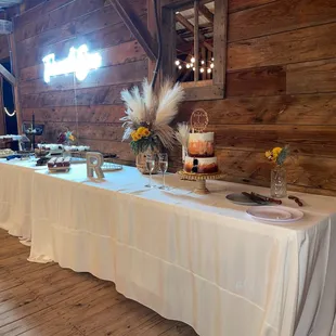 Dessert bar with cutter cake! Chocolate peanut butter and chocolate caramel.