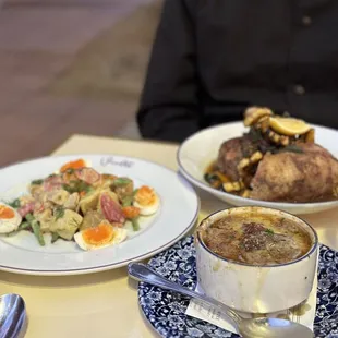 two plates of food on a table