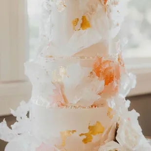 a close up of a wedding cake