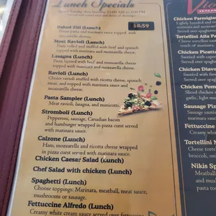 Lunch menu