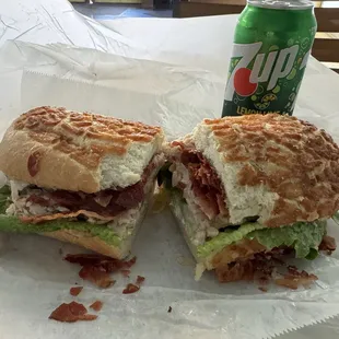 Turkey, bacon on crunch roll with extra bacon